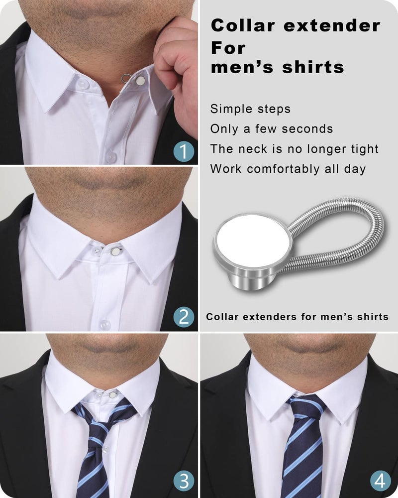 YUANHANG Pants Button Extender Shirt Collar Extenders: 8 Pcs Jeans Waist Silicone Button for Mens and Women - 6 Neck Extenders Dress Shirts - Image 5
